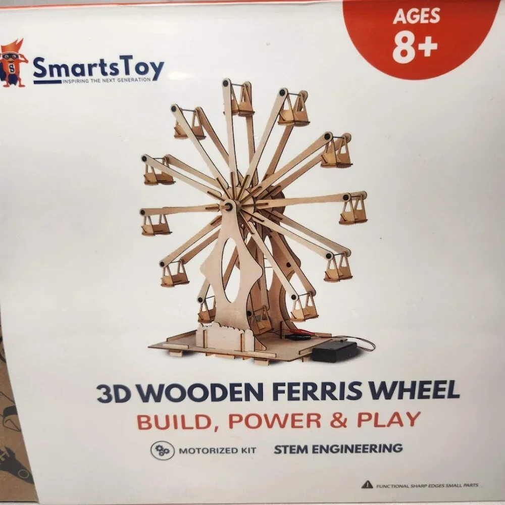 Wooden Ferris Wheel DIY 3D Puzzle Craft Kit STEM PROJECT Construction Toy Set BR